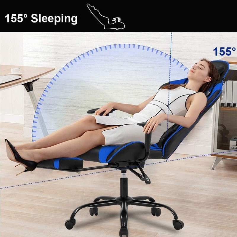 Ergonomic Gaming Office Chair with Footrest, Lumbar Support & Headrest - Blue7