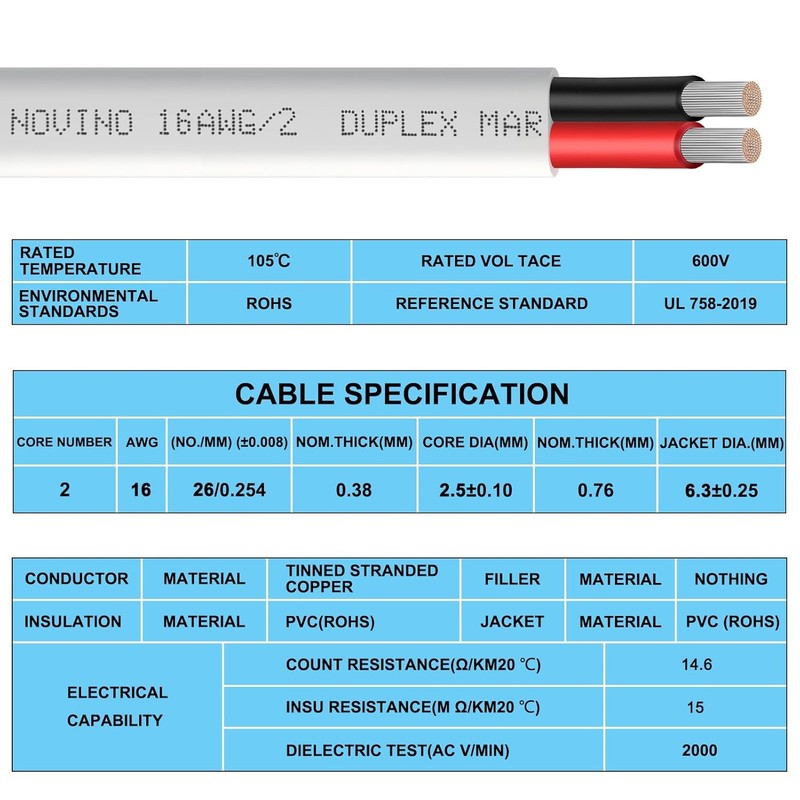 16 AWG Marine Grade Wire - 50ft Tinned Copper Cable for Boats & RVs5