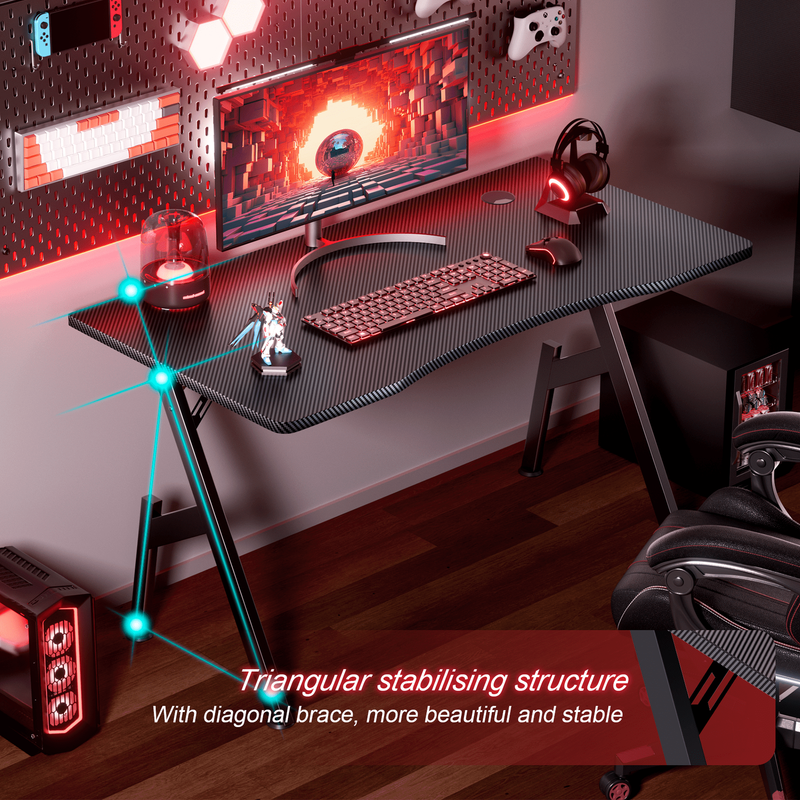 40 Inch Gaming Desk with Carbon Fibre Surface, PC Desk Ergonomic, Gaming Table4