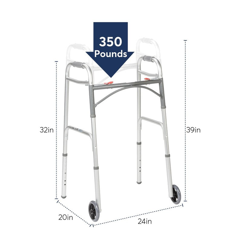 Deluxe Two Button Folding Walker with Wheels5