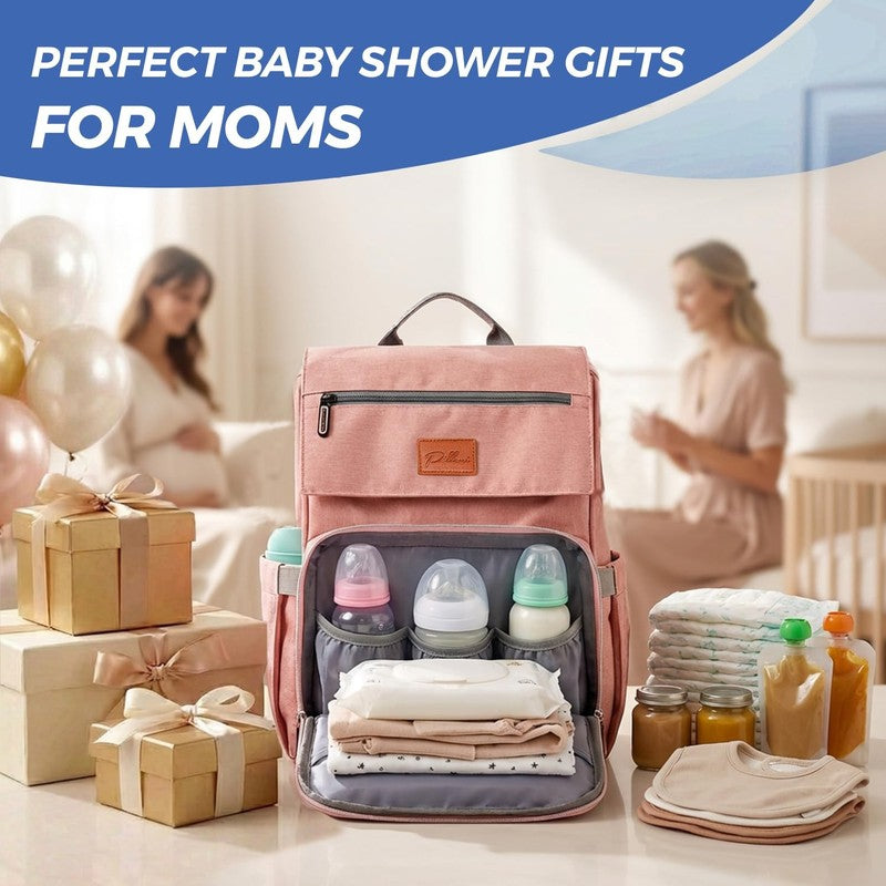 Pink Baby Diaper Bag Backpack Large Waterproof w/ Changing Pad Cute Girl1