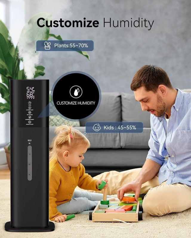 8L Cool Mist Humidifier Large Room Quiet Ultrasonic 3 Speed Timer Humidistat4
