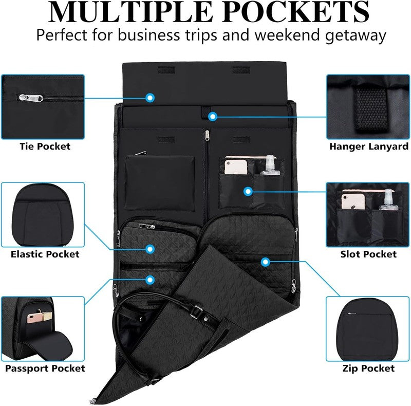 2in1 Garment Duffle Bag Black 3Pc Set Hanging Suit Travel Carry On1