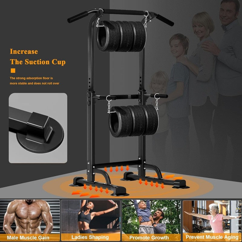 Dlandhome Power Tower Pull Up Dip Station, Adjustable Height Home Gym Stand6