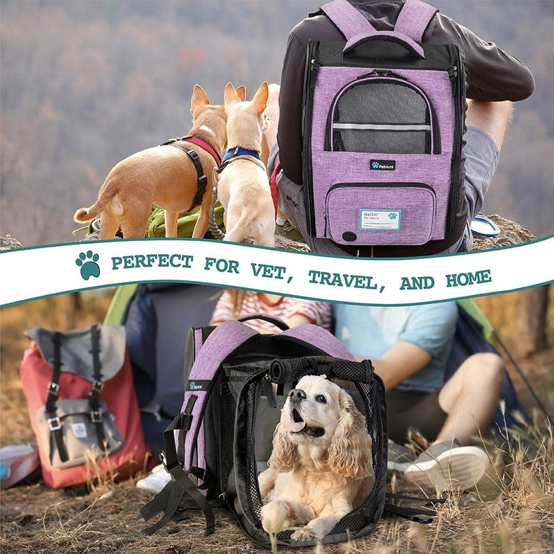 “Expandable Pet Backpack Carrier – Airline Approved Dog & Cat Travel, Purple6