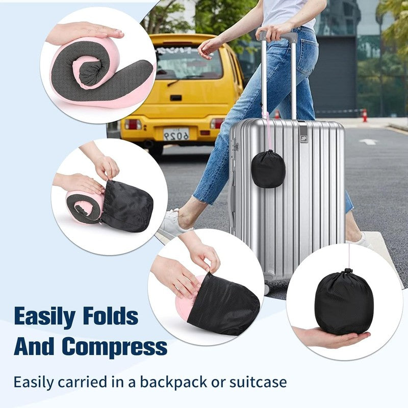 Adjustable 100% Memory Foam Travel Neck Pillow w/ Eye Mask, Earplugs & Bag7