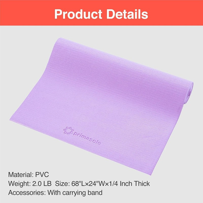 Yoga Mat Non Slip Exercise Fitness Pilates Mat w/ Carry Strap Home Gym Purple4