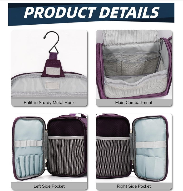 Large Hanging Toiletry Bag Travel Dopp Kit Water-Resistant Men & Women Purple5