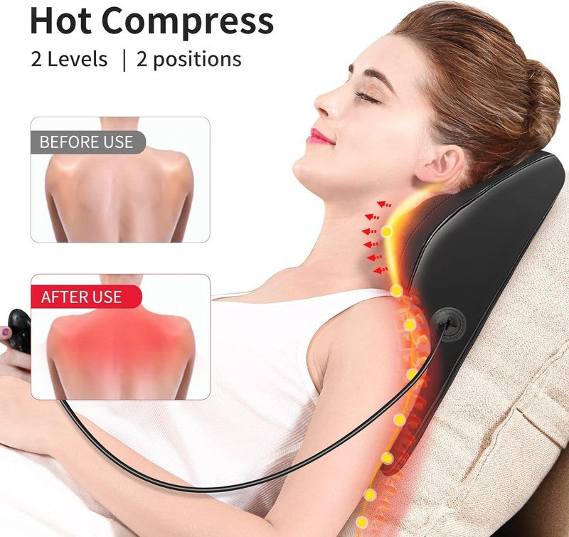 Back Massager with Heat, 3D Kneading Massage Pillow for Back, Neck, Shoulder, Le2