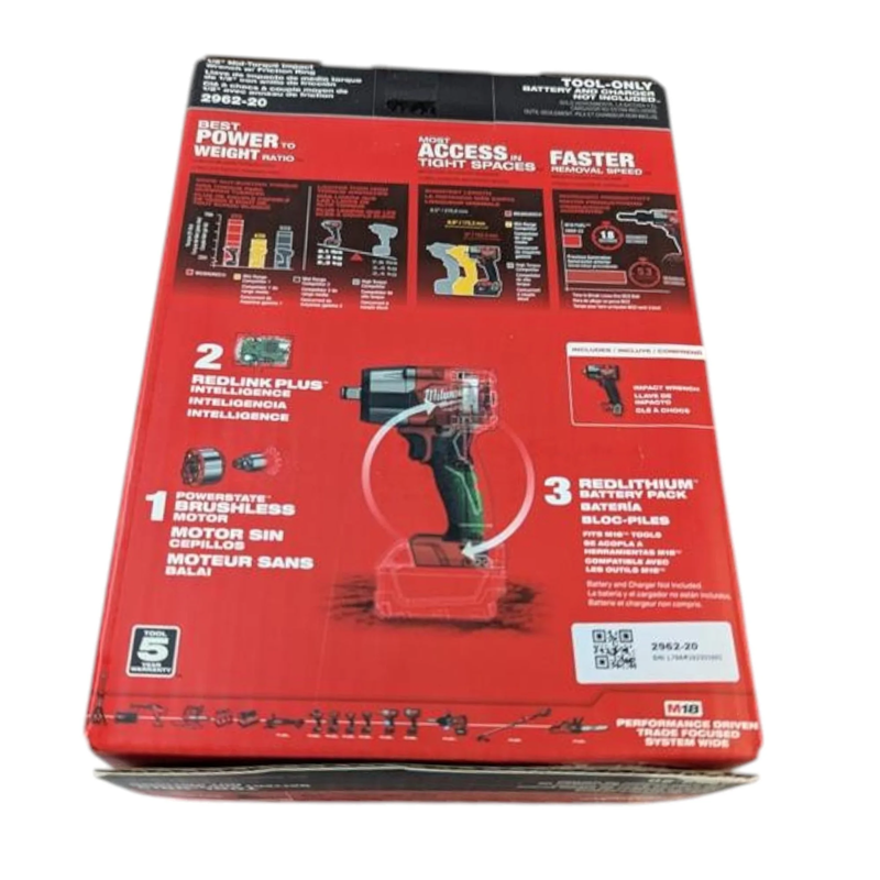 M18 FUEL 1/2" Mid Torque Impact Wrench with Friction Ring – 650 Ft Lbs Torque, C3