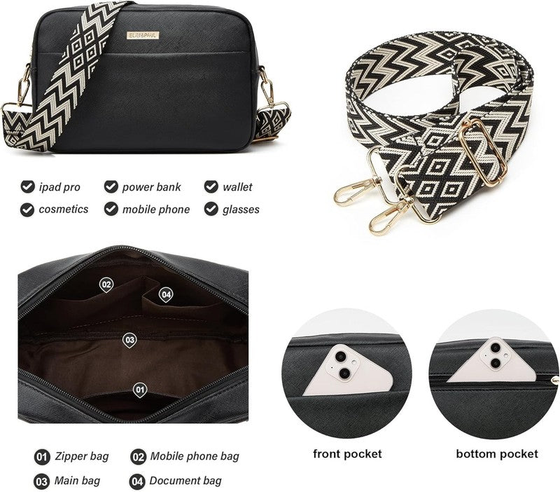 Women Fashion Synthetic Leather Handbag Set 4PCS Tote Shoulder Satchel Purse4