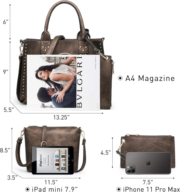 3Pc Women’s Handbag Set Tote Satchel Shoulder Top Handle Purse Wallet5