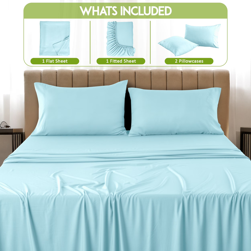 Rayon from Bamboo Blend Sheets Set Queen - 4 Piece Deep Pocket Bed Sheets Set, B2