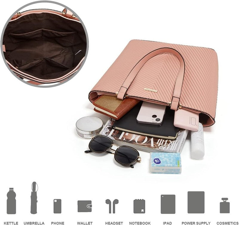 Women Fashion Synthetic Leather Handbag Set 3PCS Tote Shoulder Satchel Purse3