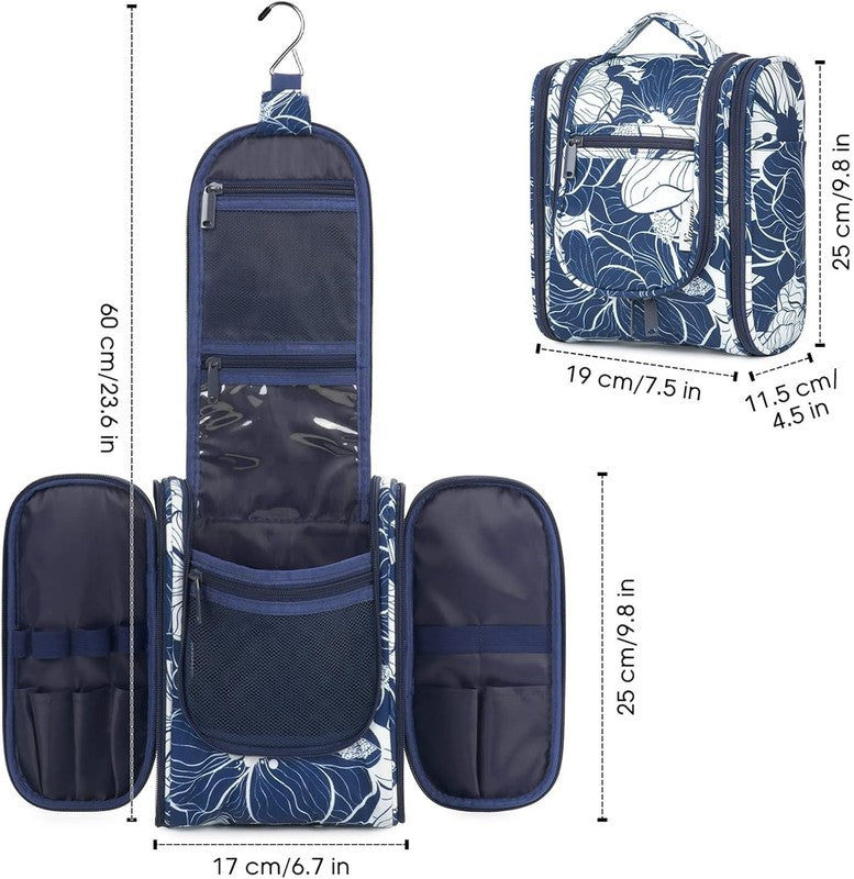 Small Hanging Travel Toiletry Bag Cosmetic Organizer Medium Blue Lotus6