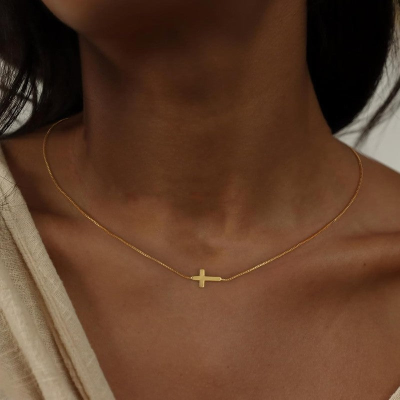 Dainty Cross Necklace for Women 14K Gold Plated Pendant Faith Jewelry Gift1