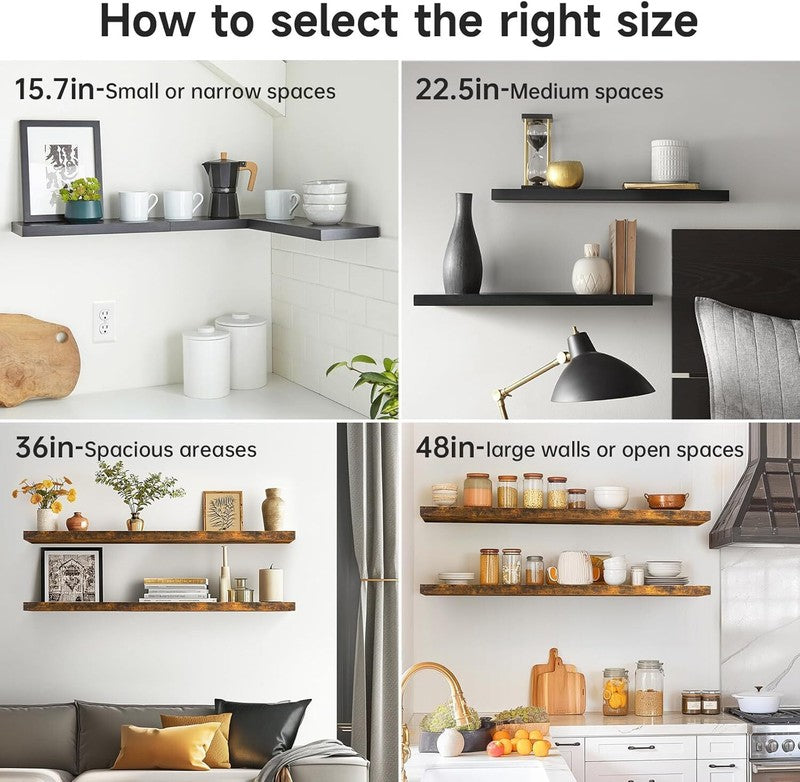 Floating Shelves for Wall, Wall Mounted Rustic Wood Shelves for Home6