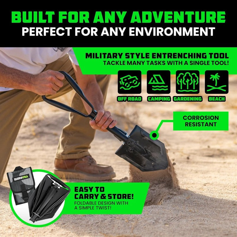 Folding Survival Shovel with Pick Heavy Duty Camping Entrenching Tool5