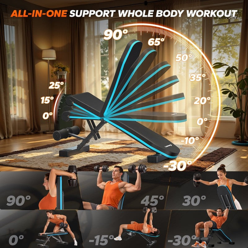 Adjustable Weight Bench Foldable Home Gym 990Lbs Strength Training2