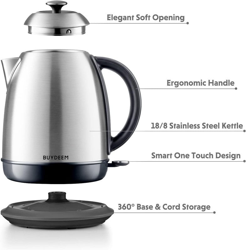 Electric Kettle 1.7L 1440W Stainless Steel Cordless Auto Shut Off Arctic Silver5