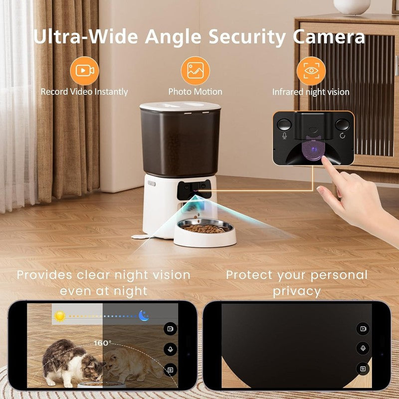 Automatic Cat Feeder with Camera, 4L Wifi Smart Pet Feeder with APP Control, 1082