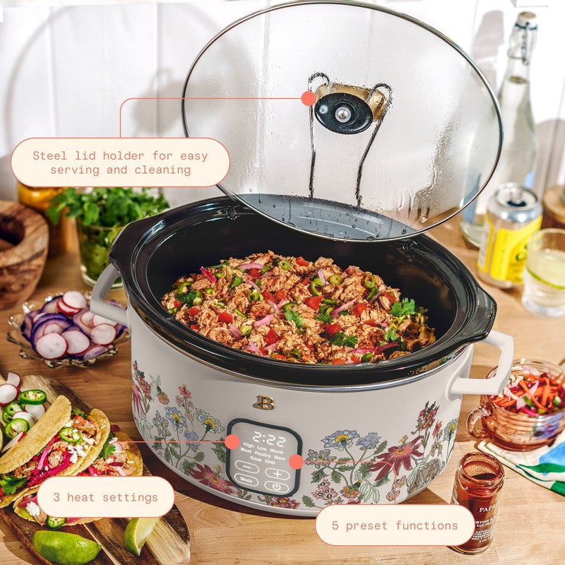 6 Qt Programmable Slow Cooker, Wildflower Porcini Taupe by Drew Barrymore1