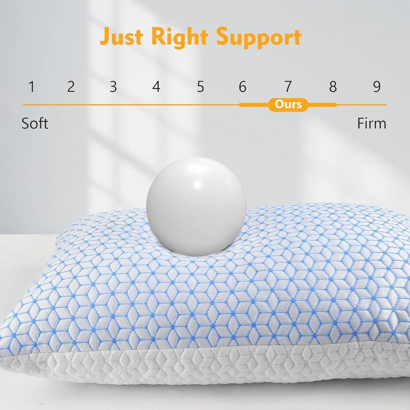Shredded Memory Foam Pillows Queen, Cooling Firm Adjustable, Set of 24