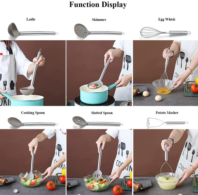 38 Pcs Silicone Kitchen Cooking Utensil Setwith Utensil Rack, Food Grade Silicon5