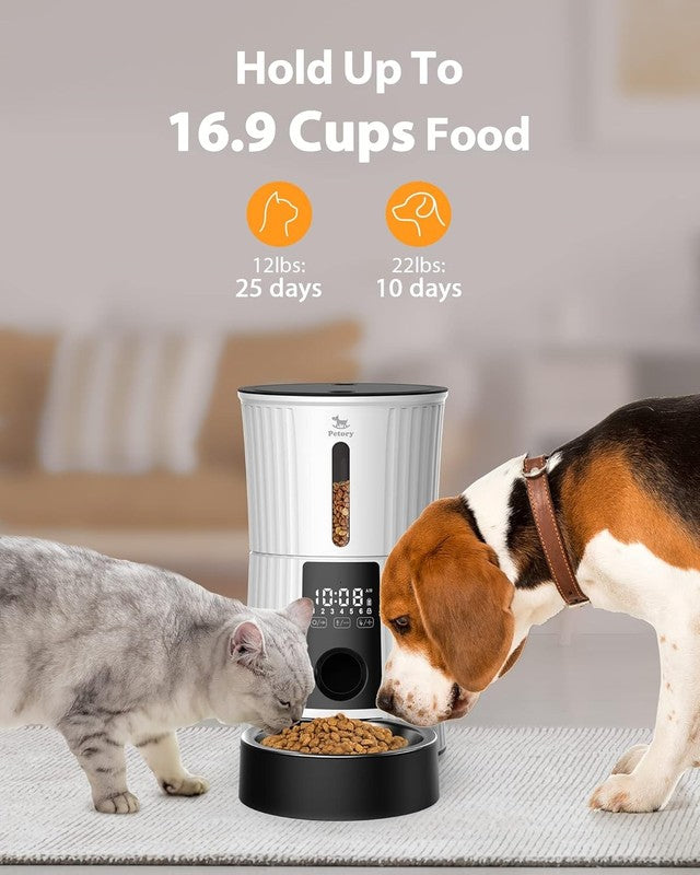 Timed Automatic Cat Feeder 4L, Programmable Pet Food Dispenser for Cats & Dogs4
