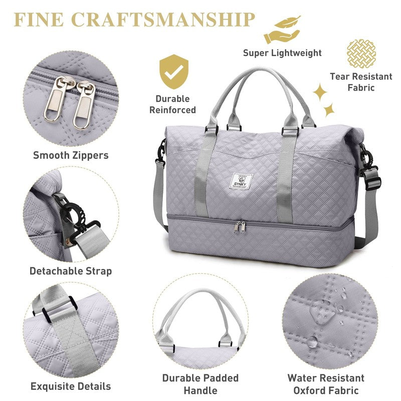Travel Duffle Bag Weekender Bags for Women with Shoe Compartment Carry on Overni1