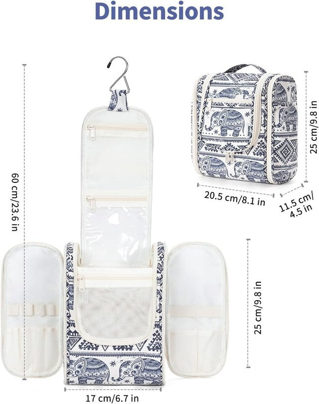 Small Hanging Toiletry Bag Travel Makeup Organizer Medium Elephant7