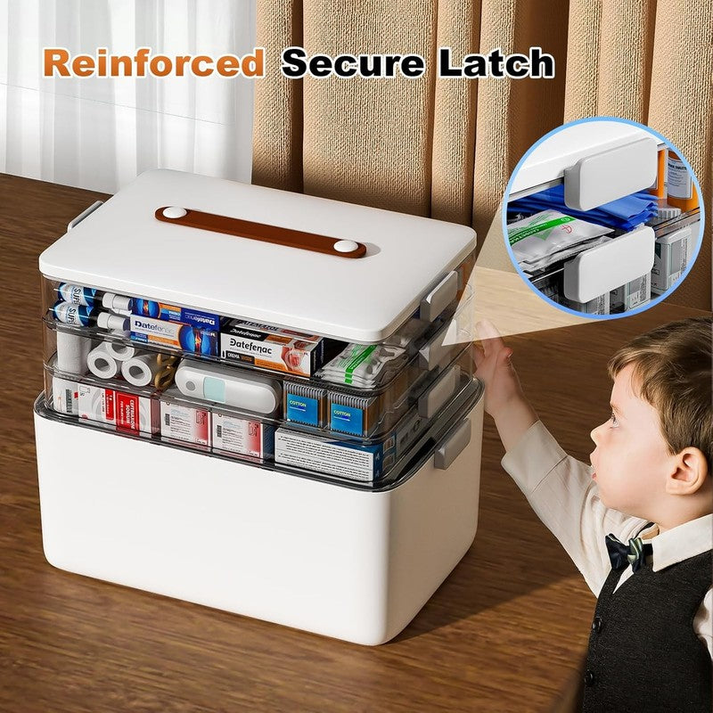 4-Tier Medicine Storage Box Cabinet, Empty First Aid Kit Portable Medical Supply4