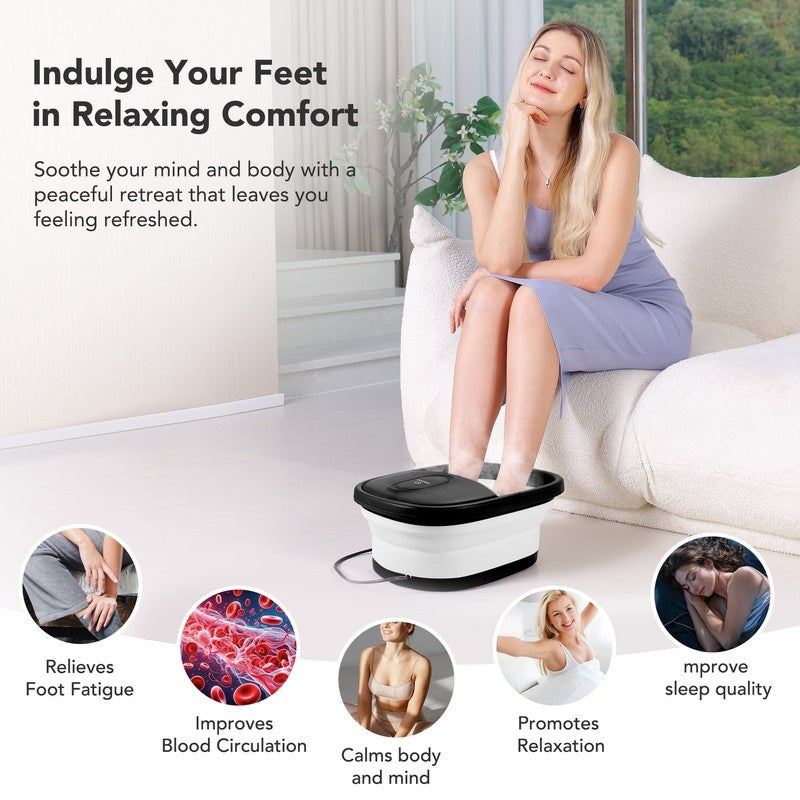 Collapsible Electric Foot Spa with Heat, Bubbles & 8 Shiatsu Rollers - Portable 2