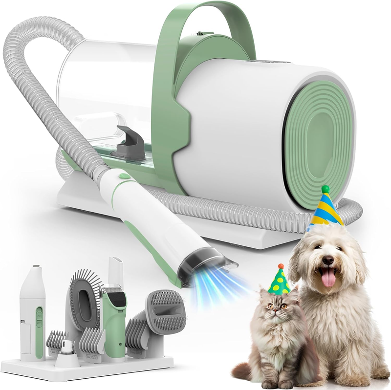 Dog Grooming Vacuum Kit 11000Pa Pet Hair Clipper Nail Grinder 7 Tools 2.5L0