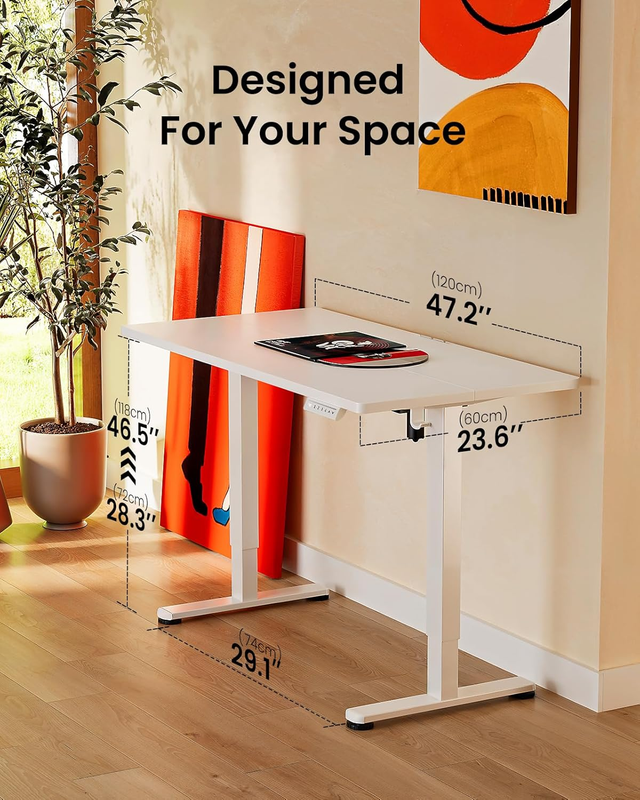 Electric Standing Desk 48x24 Height Adjustable Sit Stand Office Desk White2