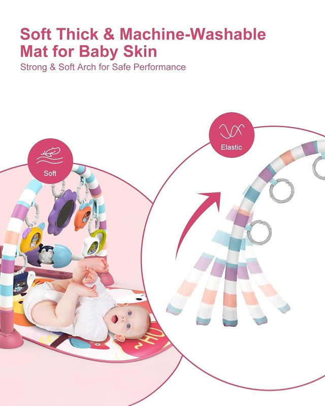 Baby Play Mat Gym w/ Piano Music Lights 5 Toys Tummy Time Pink4