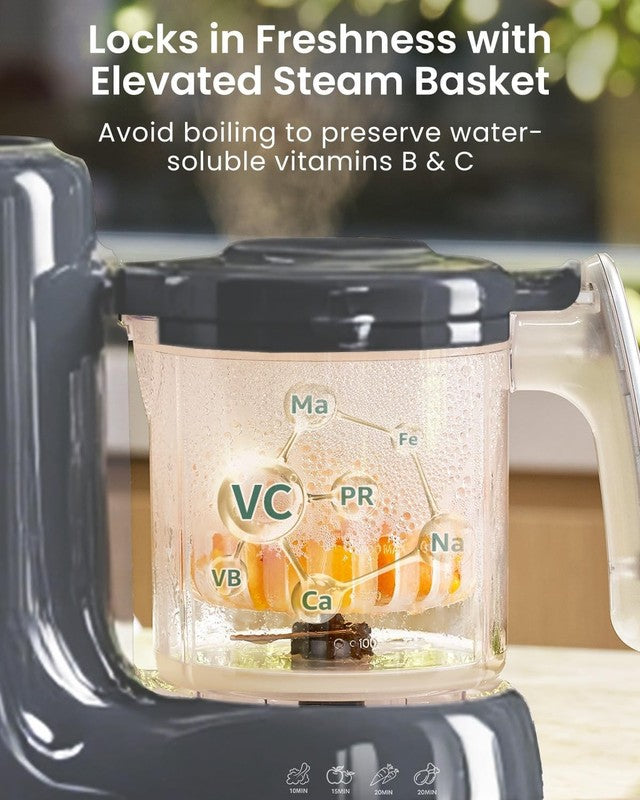 Baby Food Maker Steamer Blender Grinder One-Step Auto Cooking Dark Grey1