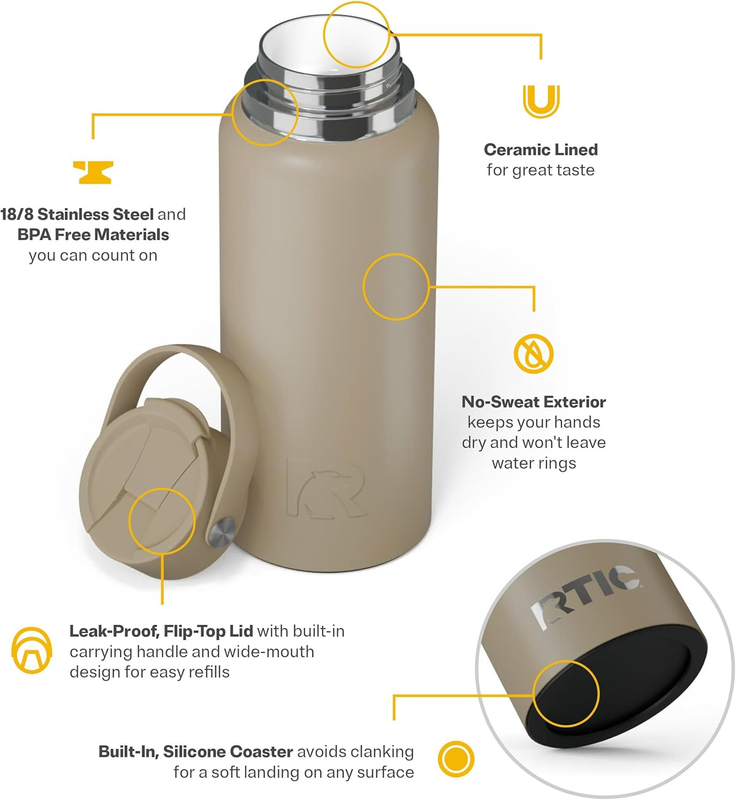 32oz Outback Ceramic Lined Insulated Water Bottle Stainless Steel Leak Proof BPA2