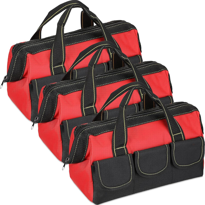 3 Pack Tool Bag 16" Waterproof Hard Bottom Heavy Duty Electrician Tote8