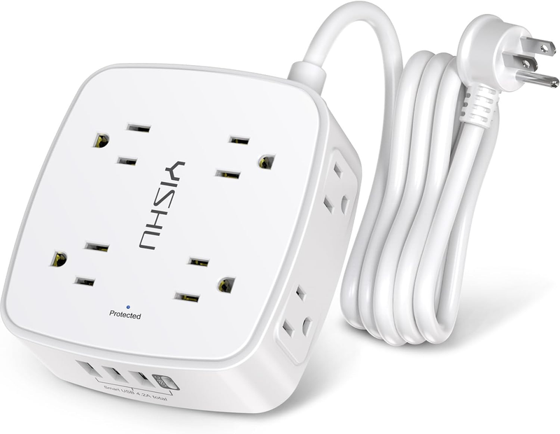 6 Ft Surge Protector Power Strip   8 Widely Outlets with 4 USB Ports, 3 Side Out10