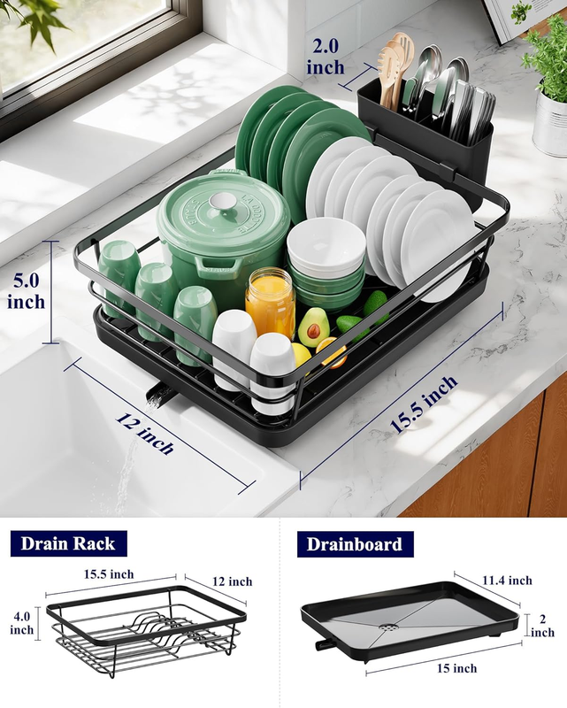 Dish Drying Rack for Kitchen Counter, Stainless Steel Sink Organization and Stor4
