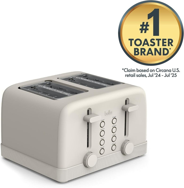 4 Slice Toaster 900W 6 Shade Reheat Cancel Anti Jam Auto Shut Off Tray Oatmilk3