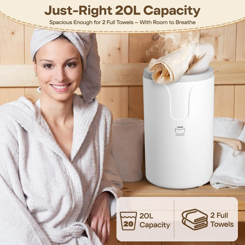 20L Dual-Heat Luxury Towel Warmer w/ Presets, Stainless Steel, Gift-Ready1