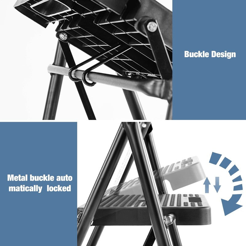 3 Step Ladder, Step Stool for Adults,3 Step Ladder Folding Step Stool with Wide 6