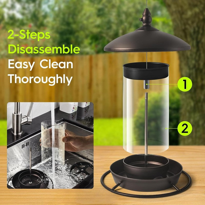 Metal Roof Bird Feeder - Chew Proof for Outdoor Hanging Wild Bird Seeds. Bronze4