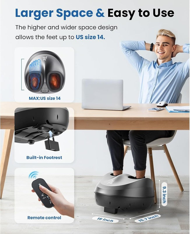 Foot Massager Machine with Heat and Remote, Fits up to Size 14, FSA Eligible HSA6