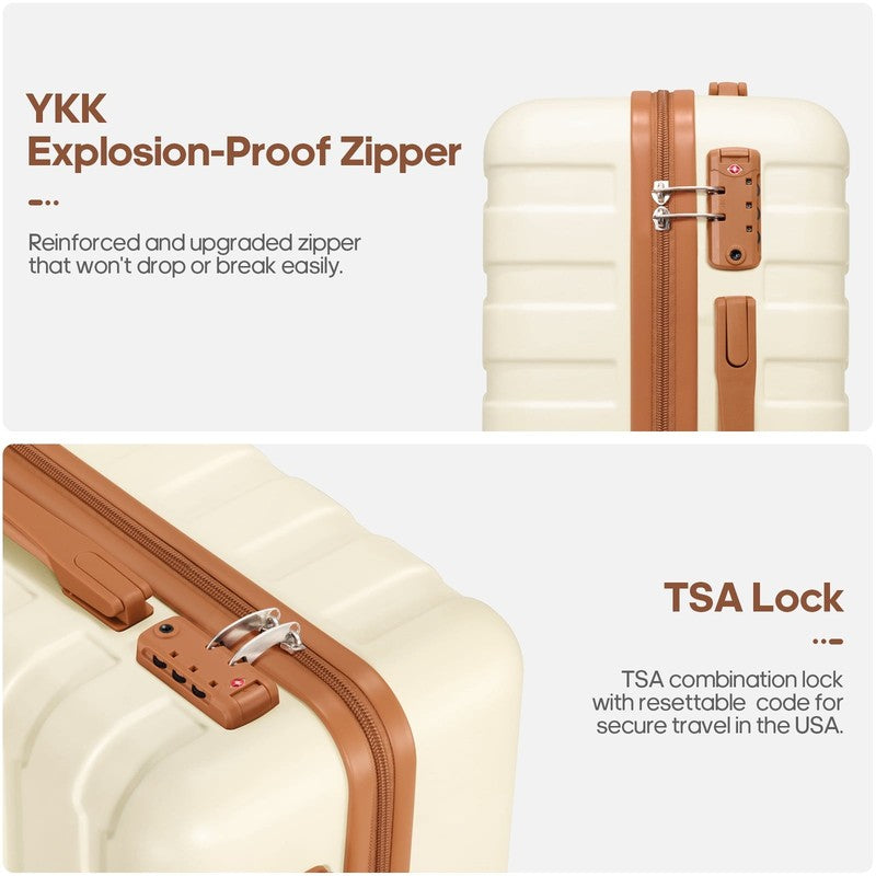 3 Piece Carry On Luggage Set Hardshell Spinner TSA Lock YKK Zipper Backpack Set2