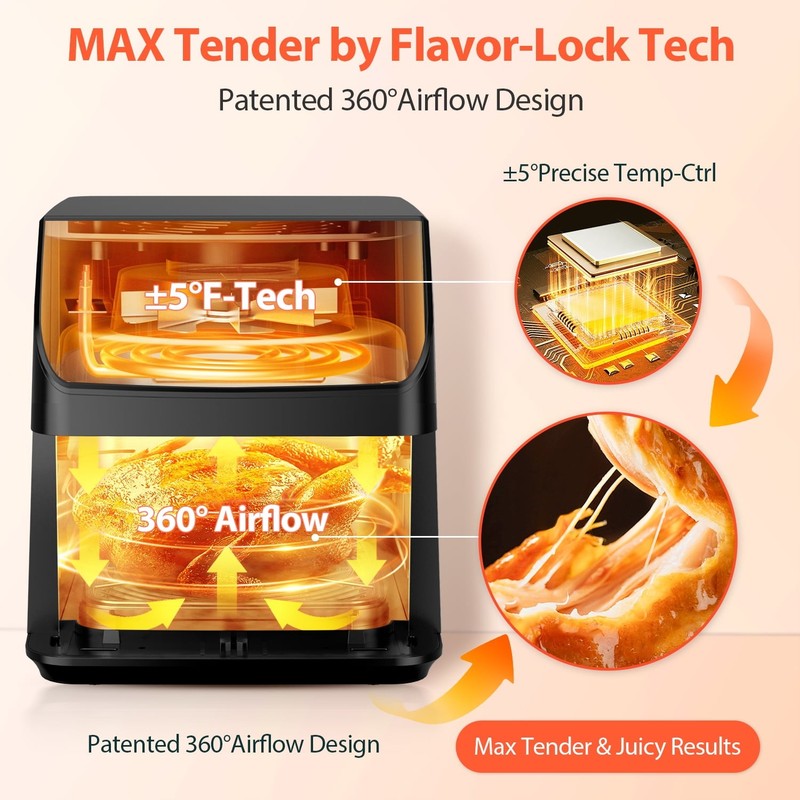5.8QT Large Digital Air Fryer | 12 in 1, Clear Window, Flavor Lock, 40+ Recipes11