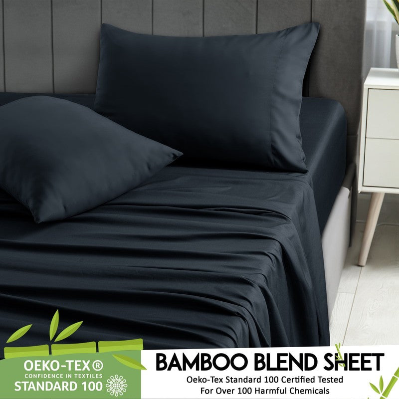 Rayon from Bamboo Blend Sheets Queen - 4 Piece Deep Pocket Bed Sheets Set, Black3