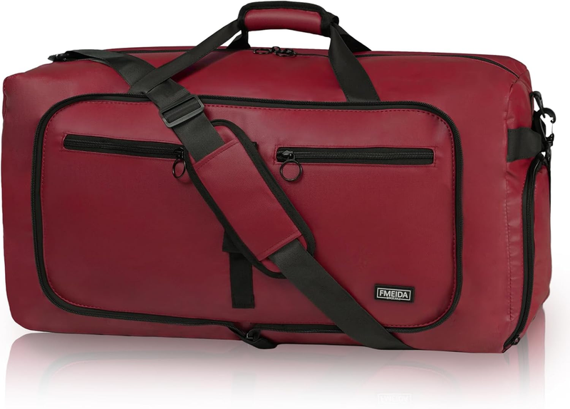65L Travel Duffel Bag Foldable w/ Shoe Compartment Water Resistant Gray10
